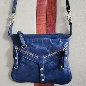 Blue Leather Sabina Crossbody Bag